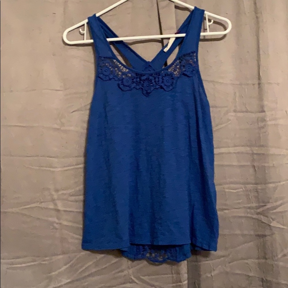 Blue Tank with Lace Back